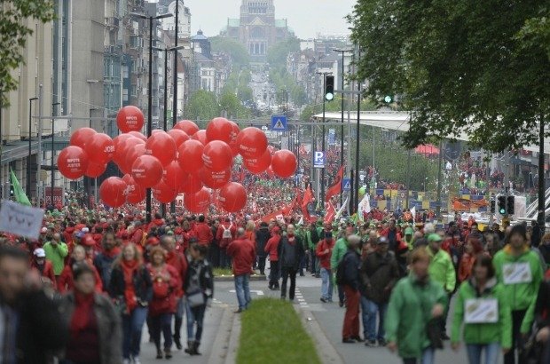 Stavka katoliškega in socialističnega sindikata v Belgiji, november 2022